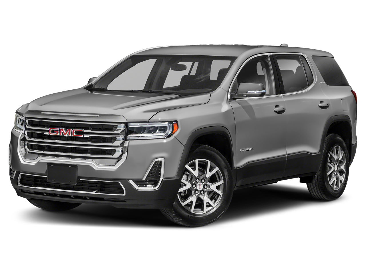 2020 GMC Acadia SLT in Quicksilver Metallic — front three-quarter view
