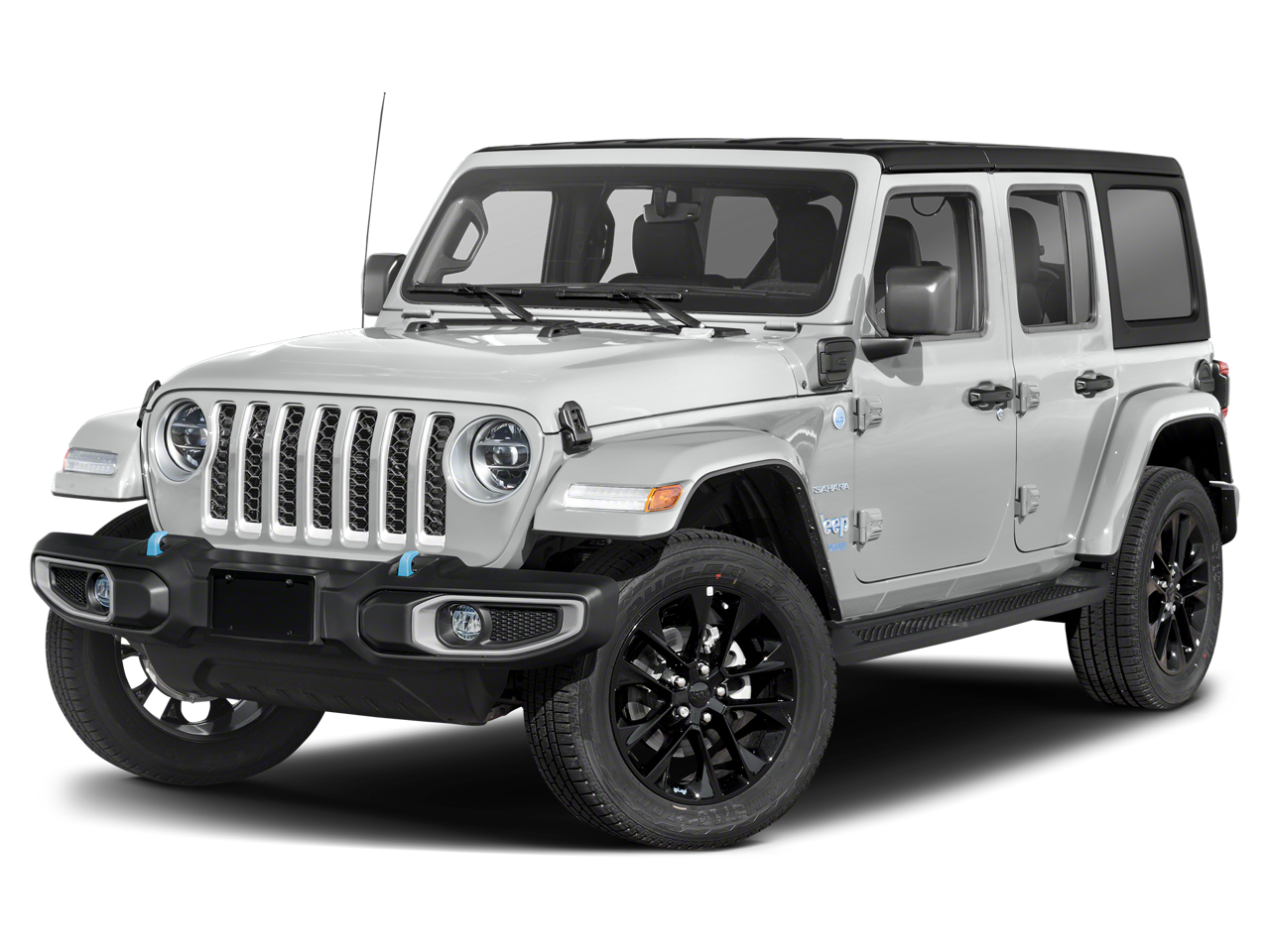 2023 Jeep Wrangler 4xe Rubicon in White — front three-quarter view