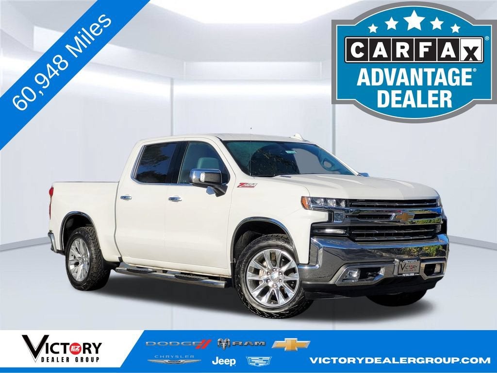 2020 Chevrolet Silverado 1500 LTZ in Summit White — front three-quarter view