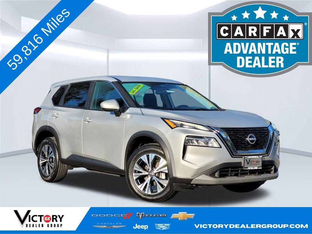 2023 Nissan Rogue SV in Silver — front three-quarter view
